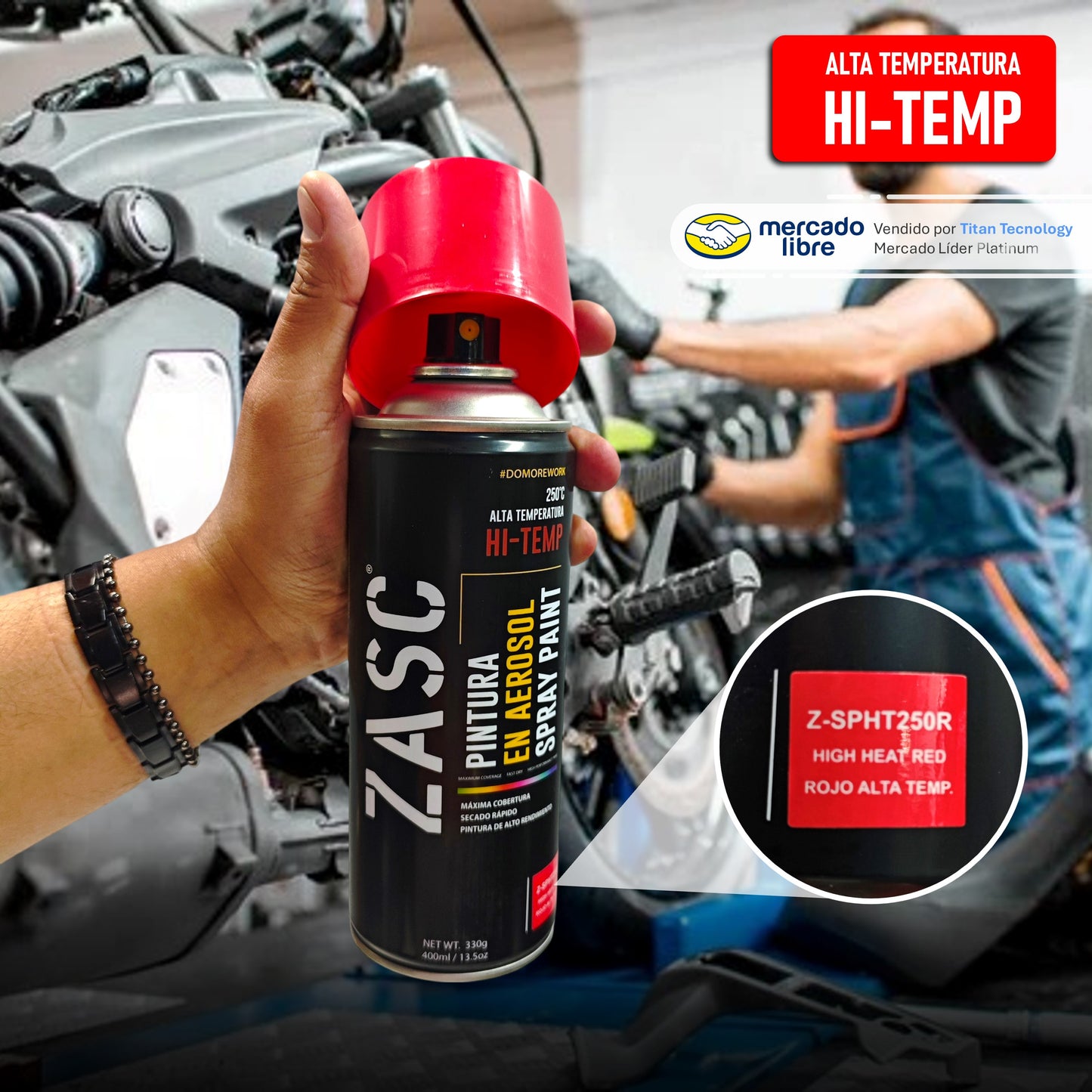 Pintura En Spray / Aerosol Zasc de Alta Temperatura 400ml