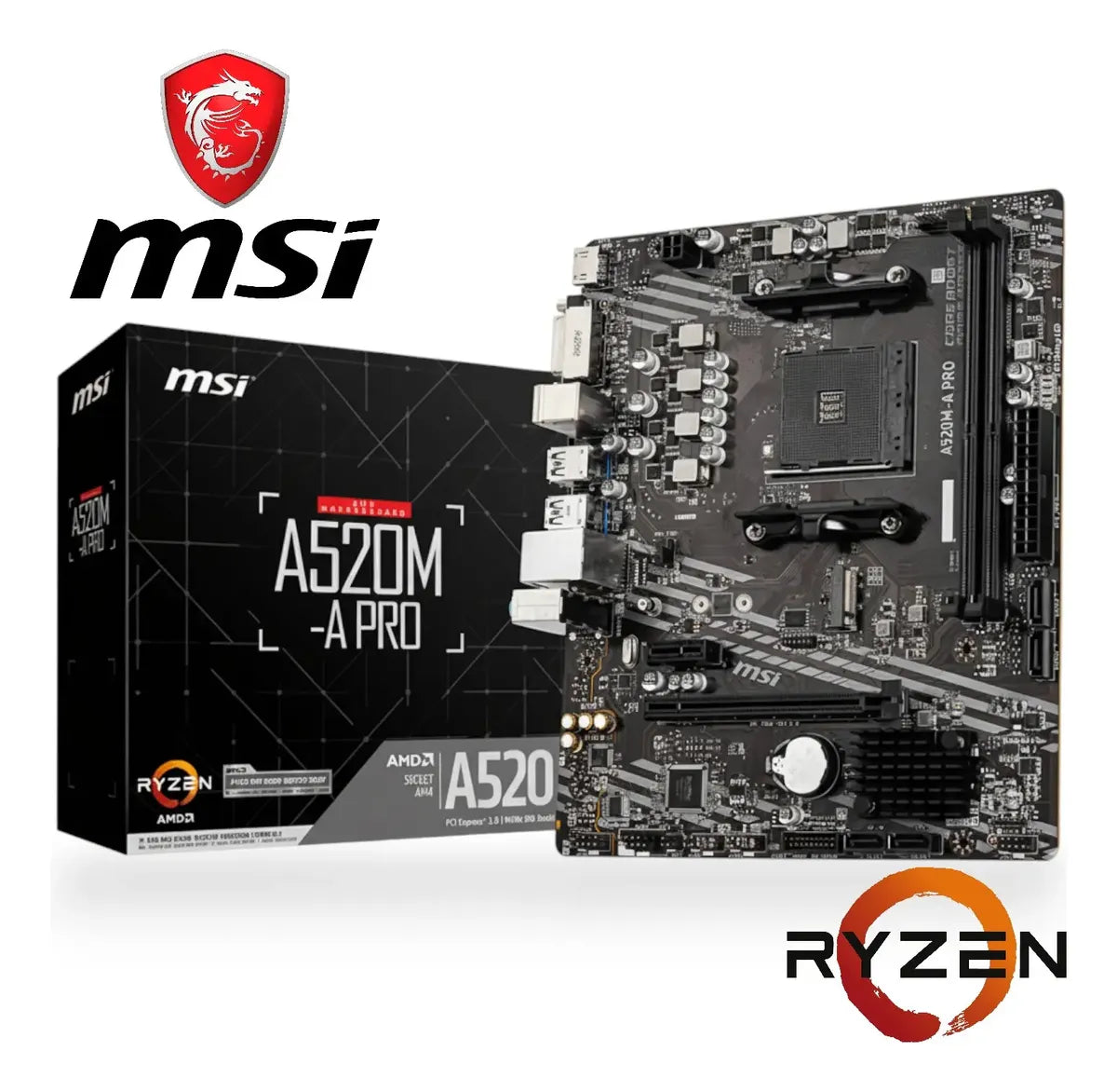 Placa Madre Amd Socket Am4 3gen Ddr4 A520m-a Pro Msi Negro