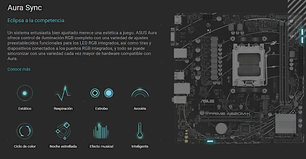 Tarjeta Madre Asus Prime A620m-k Am5 Ddr5 Pci 4.0 Ryzen 7000 Negro
