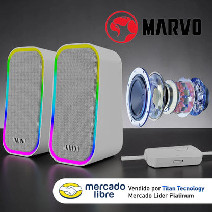 Parlantes Cornetas Gamer Marvo Havoc 20 Sg285 Rgb Stereo 6w