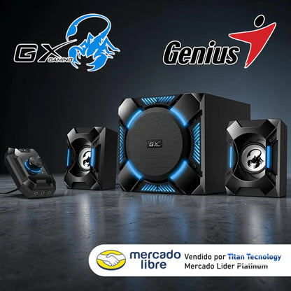 Corneta Pc Genius Sw-g2.1 1200 Gx Gaming 36w Rms Subwoofer Negro
