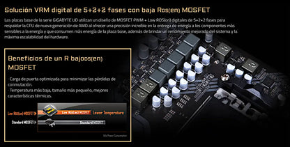 Tarjeta Madre Gigabyte A620m H Rev 1.2 Socket Am5 Ddr5 Negro