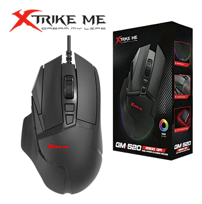 Mouse Gaming Xtrike Me Gm-520 Rgb 12800 Dpi 8 Botones Pro Negro