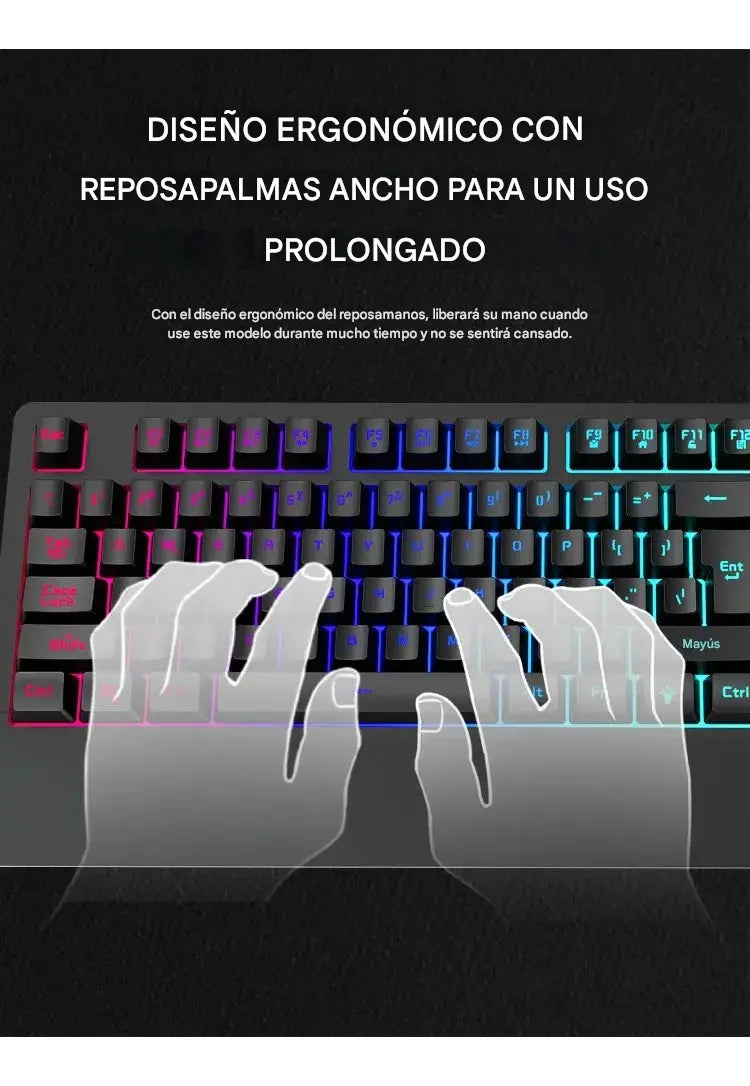 Teclado Marvo K660 Sp Gamer Usb Membrana Multimedia Rgb Negro Inglés Internacional