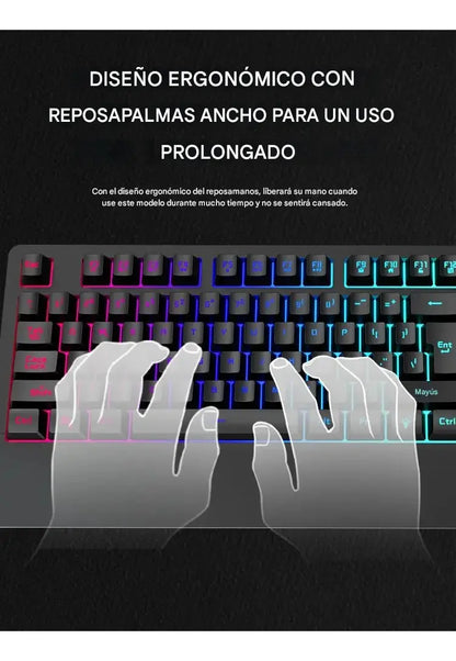 Teclado Marvo K660 Sp Gamer Usb Membrana Multimedia Rgb Negro Inglés Internacional