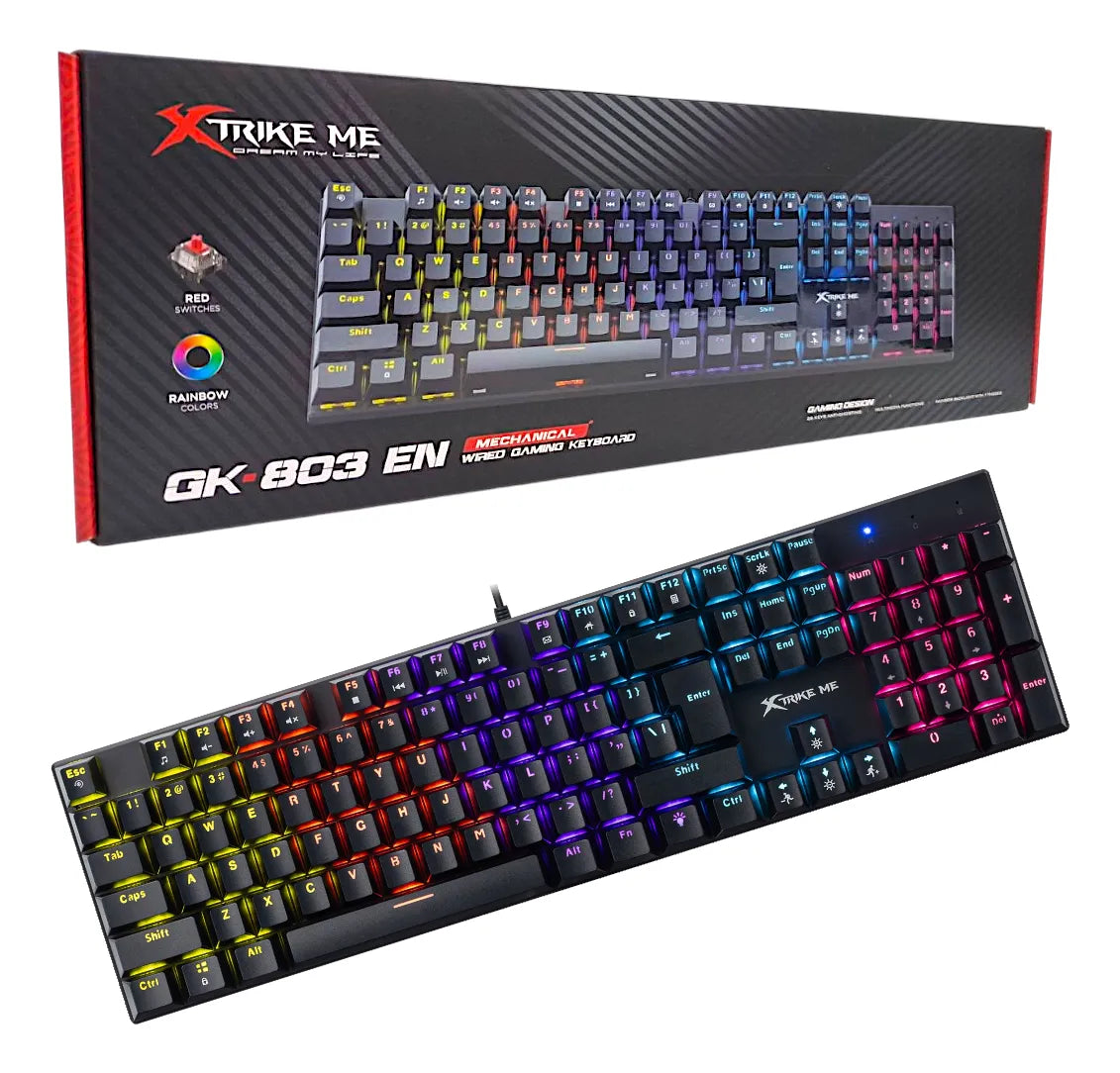 Teclado Mecánico Gaming Rgb Xtrike Me Gk-803 Switch Rojo Negro