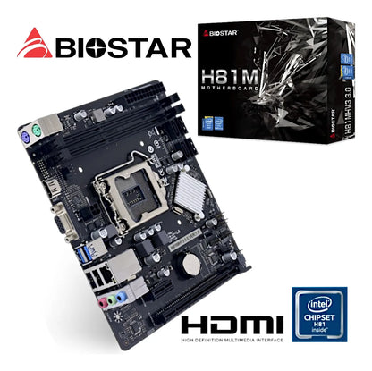 Tarjeta Madre Biostar H81mhv3 3.0 Hdmi Intel Lga 1150 Ddr3 Negro