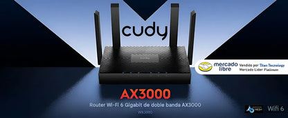 Router Cudy Wifi 6 Ax3000 Mesh 3 Puertos Gigabit Wr3000