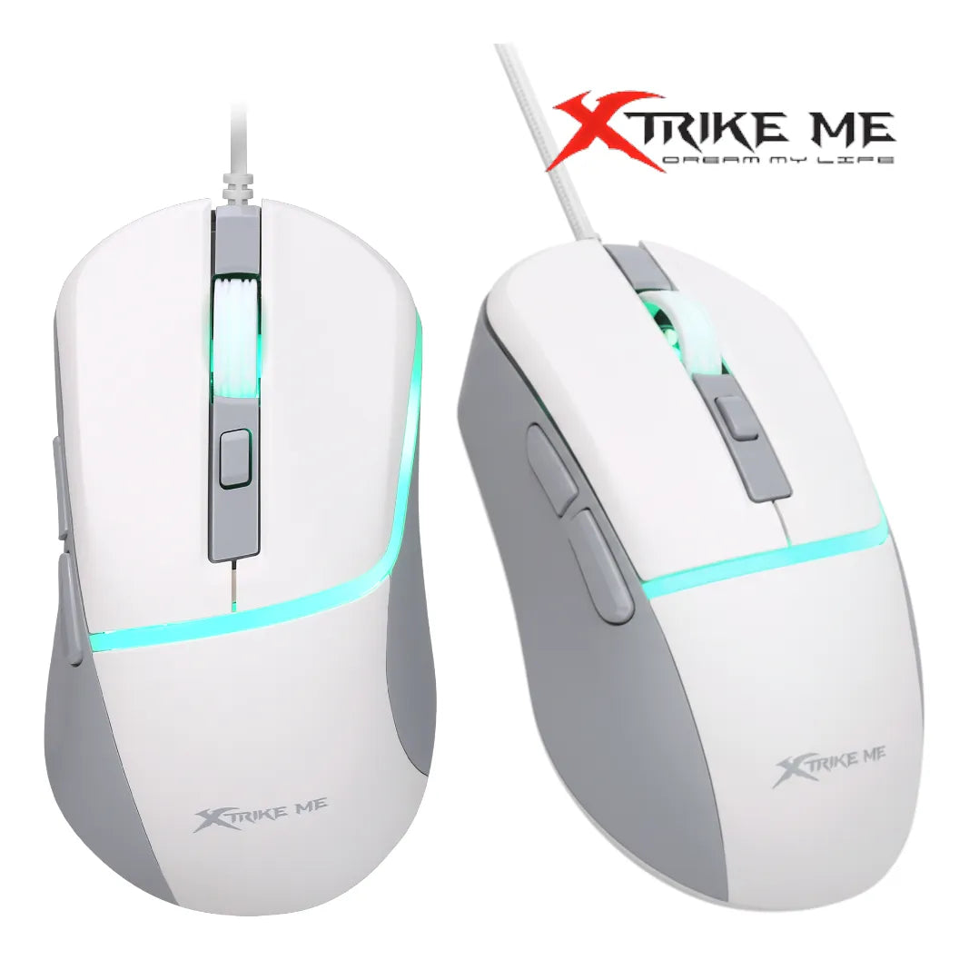 Mouse Gamer Xtrike Me Gm-322 Alámbrico 7200 Dpi Rgb Led Blaco