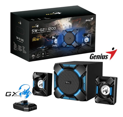 Corneta Pc Genius Sw-g2.1 1200 Gx Gaming 36w Rms Subwoofer Negro