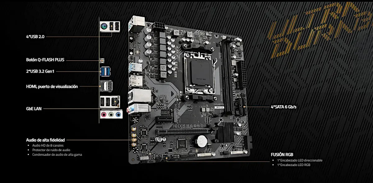 Tarjeta Madre Gigabyte A620m H Rev 1.2 Socket Am5 Ddr5 Negro