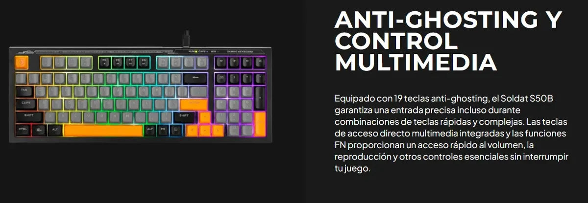 Marvo Teclado Gaming K603 En Soldat S40 De Membrana Rgb Negro Inglés Internacional