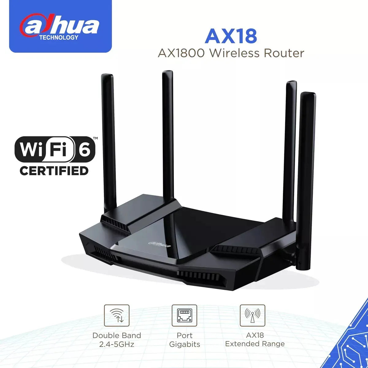Router Wifi Doble Banda Gigabit Ax1800 Fibra Dh-ax18 Dahua
