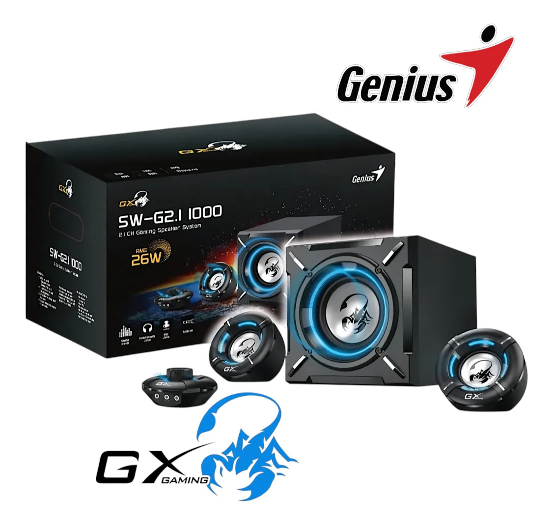Corneta Pc Genius Sw-g2.1 1000 Gx Gaming 26w Rms Subwoofer Negro