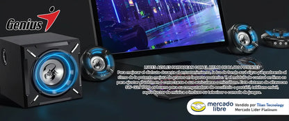 Corneta Pc Genius Sw-g2.1 1000 Gx Gaming 26w Rms Subwoofer Negro