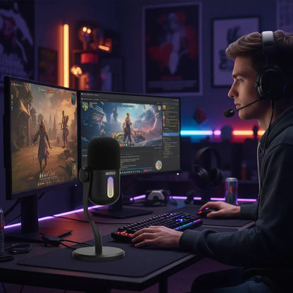 Micrófono Marvo Gamer Mic-08 Blast 50 Rgb Usb Condensador