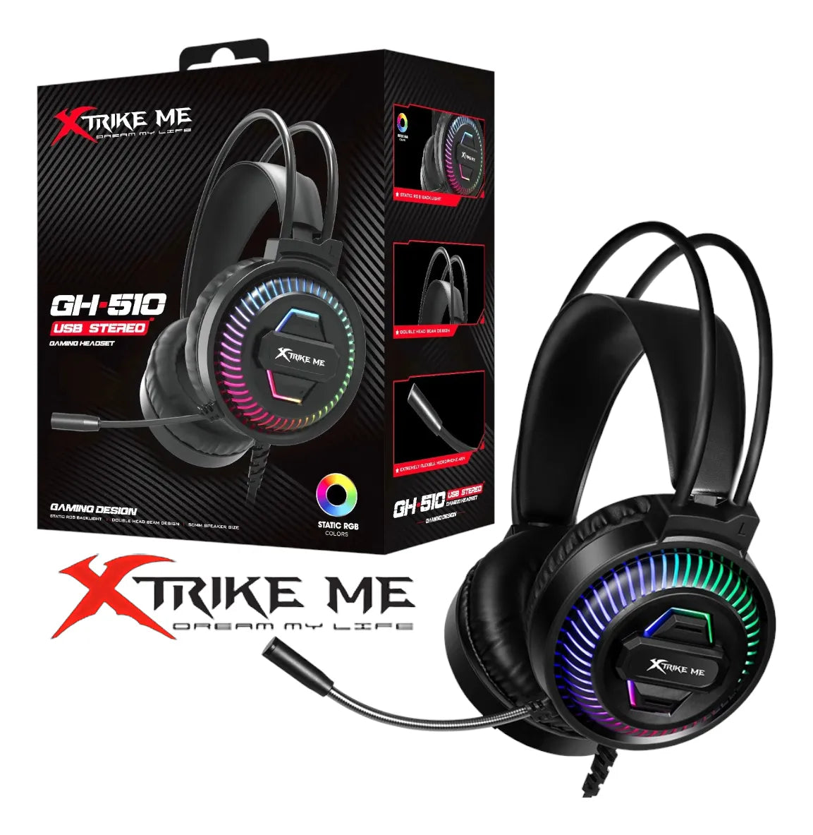 Audifono Con Microfono Gaming Xtrike Me Gh-510 Rgb Usb