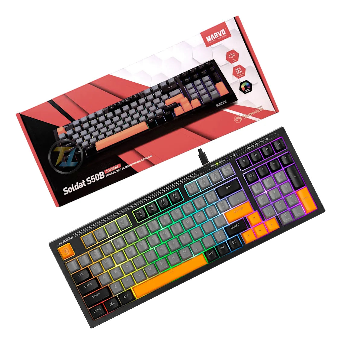 Marvo Teclado Gaming K603 En Soldat S40 De Membrana Rgb Negro Inglés Internacional