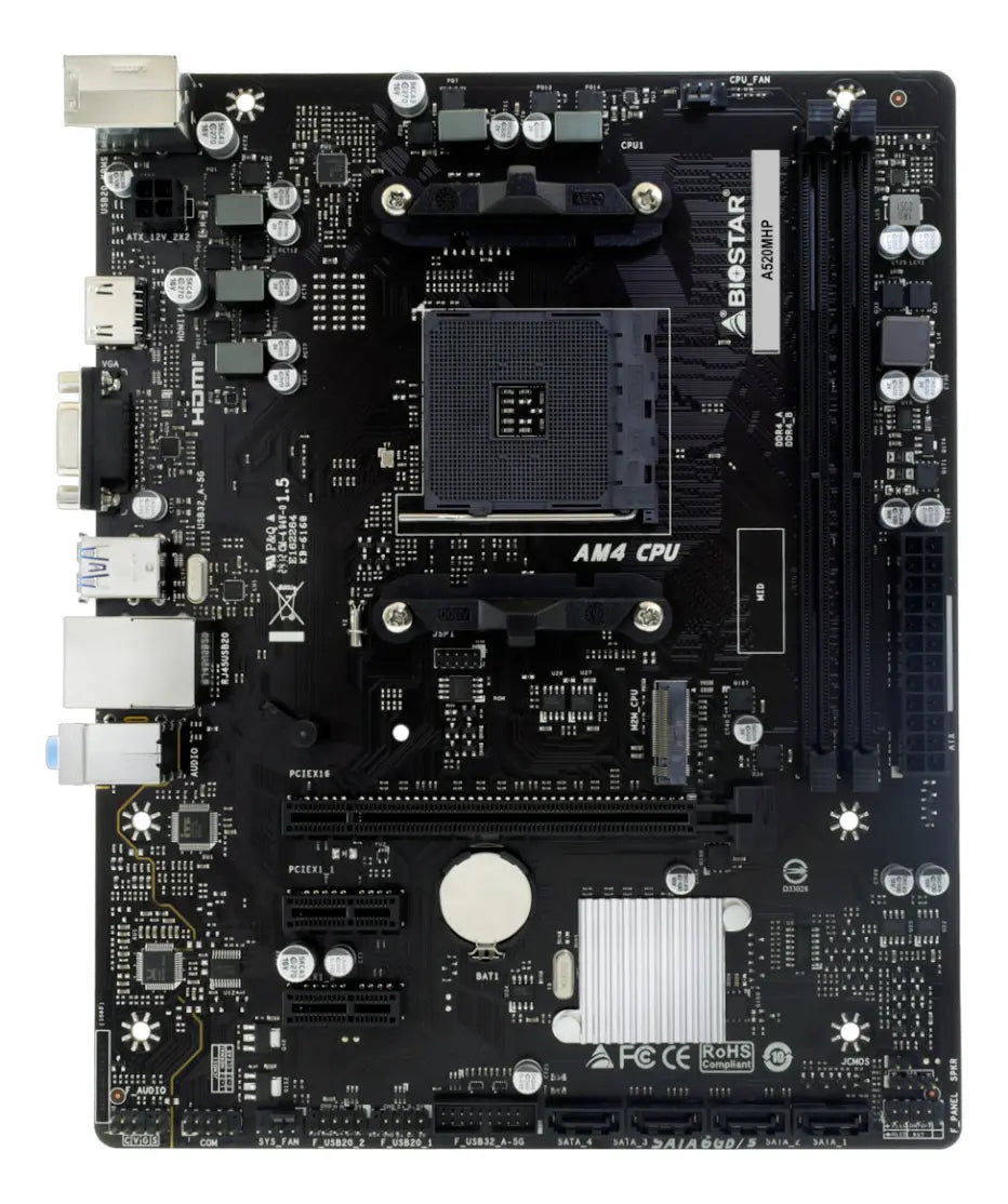 Tarjeta Madre Biostar A520mhp Amd Ryzen Ddr4 Am4 Micro Atx Negro