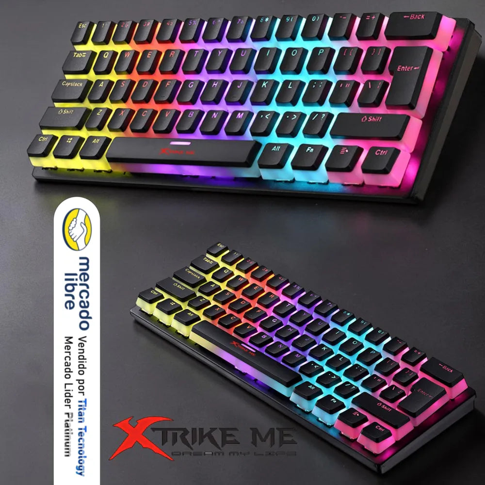 Teclado Mecánico Xtrikeme Gk-985p 61 Teclas Swicht Rojo 60% Negro