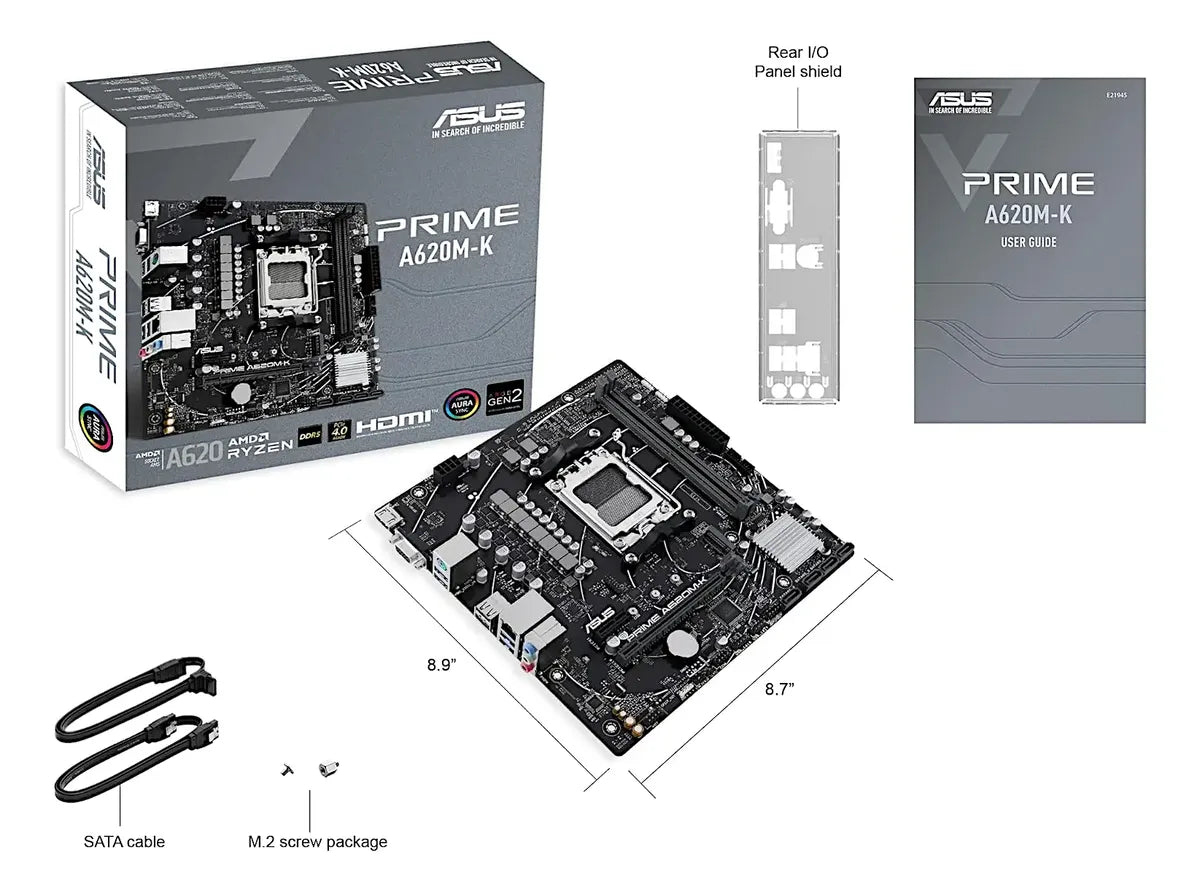 Tarjeta Madre Asus Prime A620m-k Am5 Ddr5 Pci 4.0 Ryzen 7000 Negro