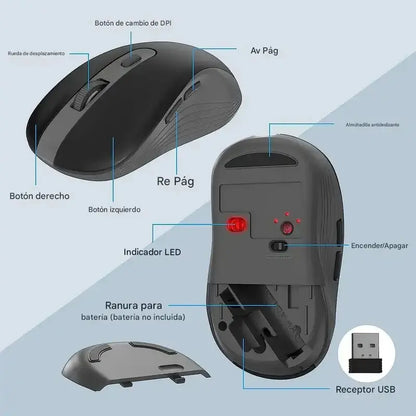 Combo Teclado Y Mouse Inalámbrico Marvo Kc411w Silencioso Negro