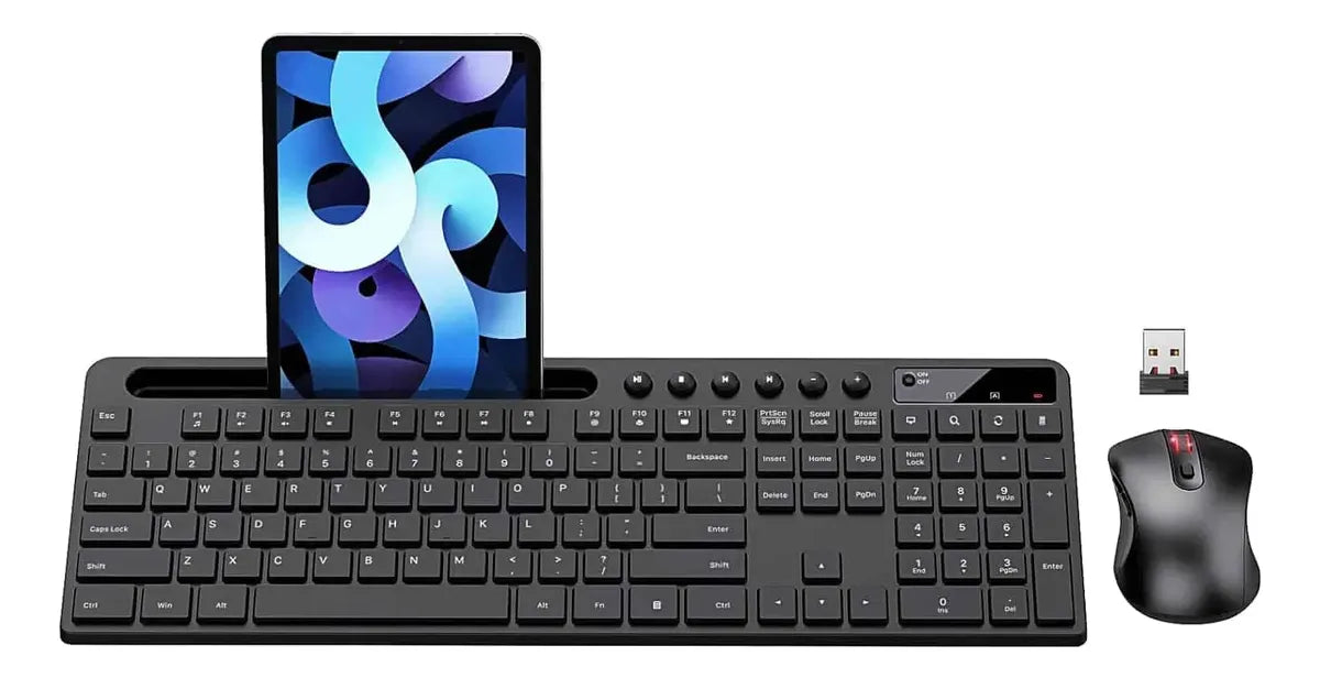 Combo Teclado Y Mouse Inalámbrico Marvo Kc411w Silencioso Negro