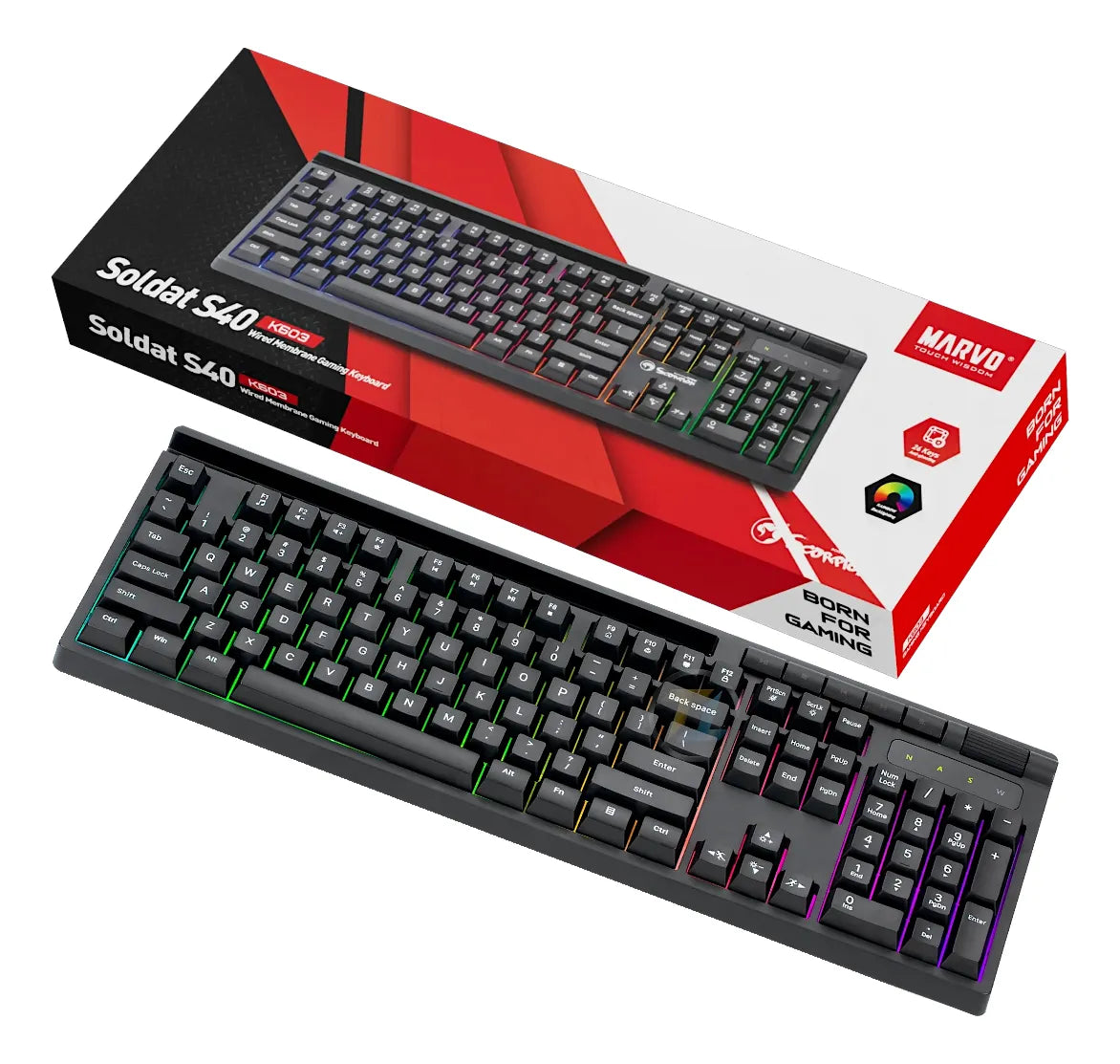 Marvo Teclado Gaming K603 En Soldat S40 De Membrana Rgb