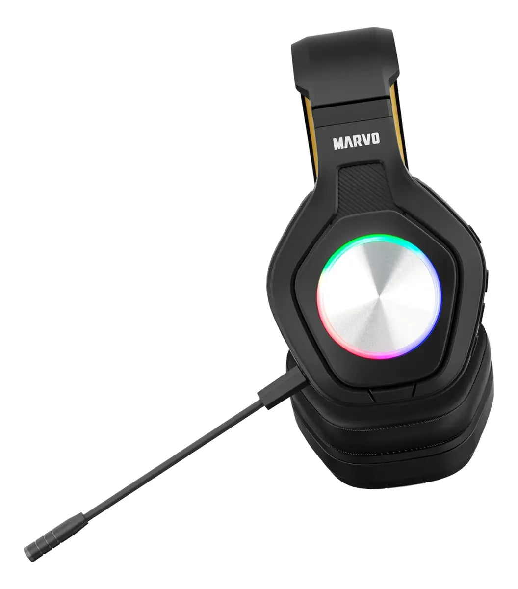 Audífono Marvo Pulz 80w Hg9084w Gaming Inalámbrico Rgb Tri Negro