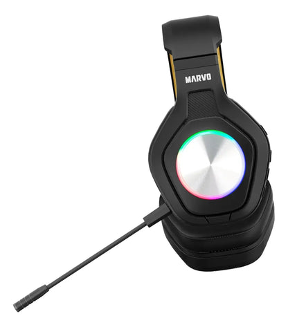 Audífono Marvo Pulz 80w Hg9084w Gaming Inalámbrico Rgb Tri Negro