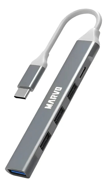 Hub Multipuerto Marvo Uh008 4 Puerto Usb 3.0/2.0 Tipo C Aluminio
