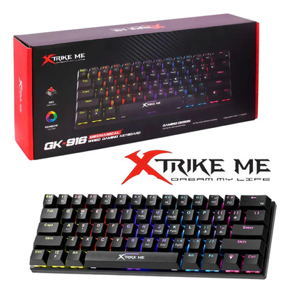 Teclado Mecánico Xtrike Me Gk-916 61 Teclas Swicht Rojo 60% Negro Inglés Internacional
