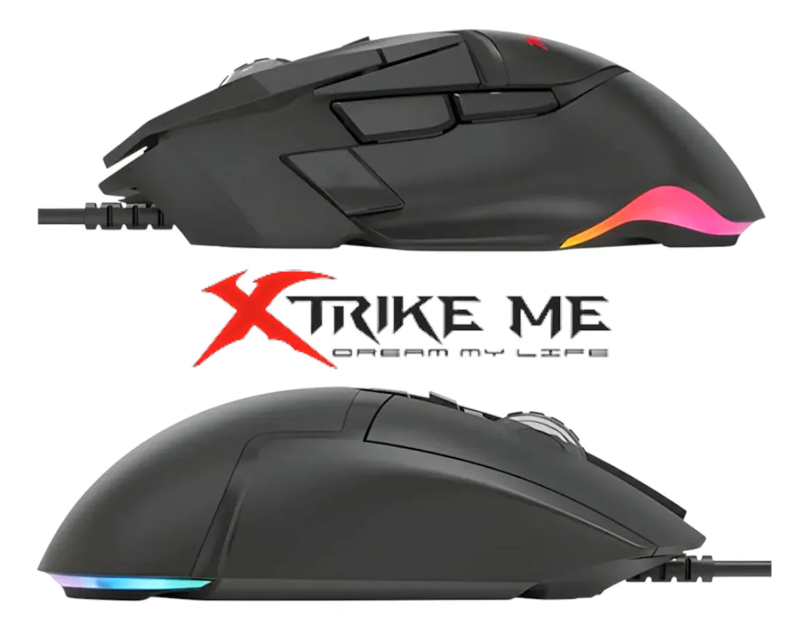 Mouse Gaming Xtrike Me Gm-520 Rgb 12800 Dpi 8 Botones Pro Negro