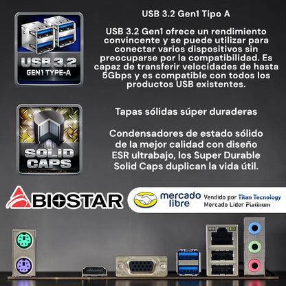 Tarjeta Madre Biostar H81mhv3 3.0 Hdmi Intel Lga 1150 Ddr3 Negro