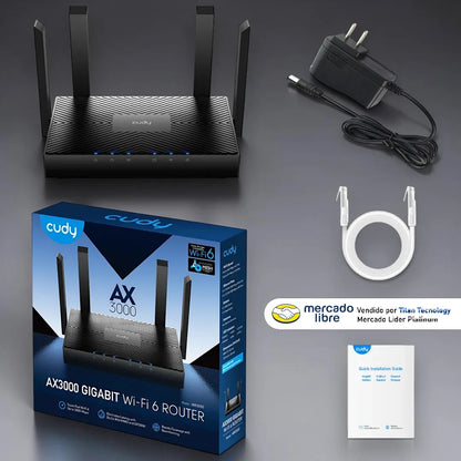 Router Cudy Wifi 6 Ax3000 Mesh 3 Puertos Gigabit Wr3000