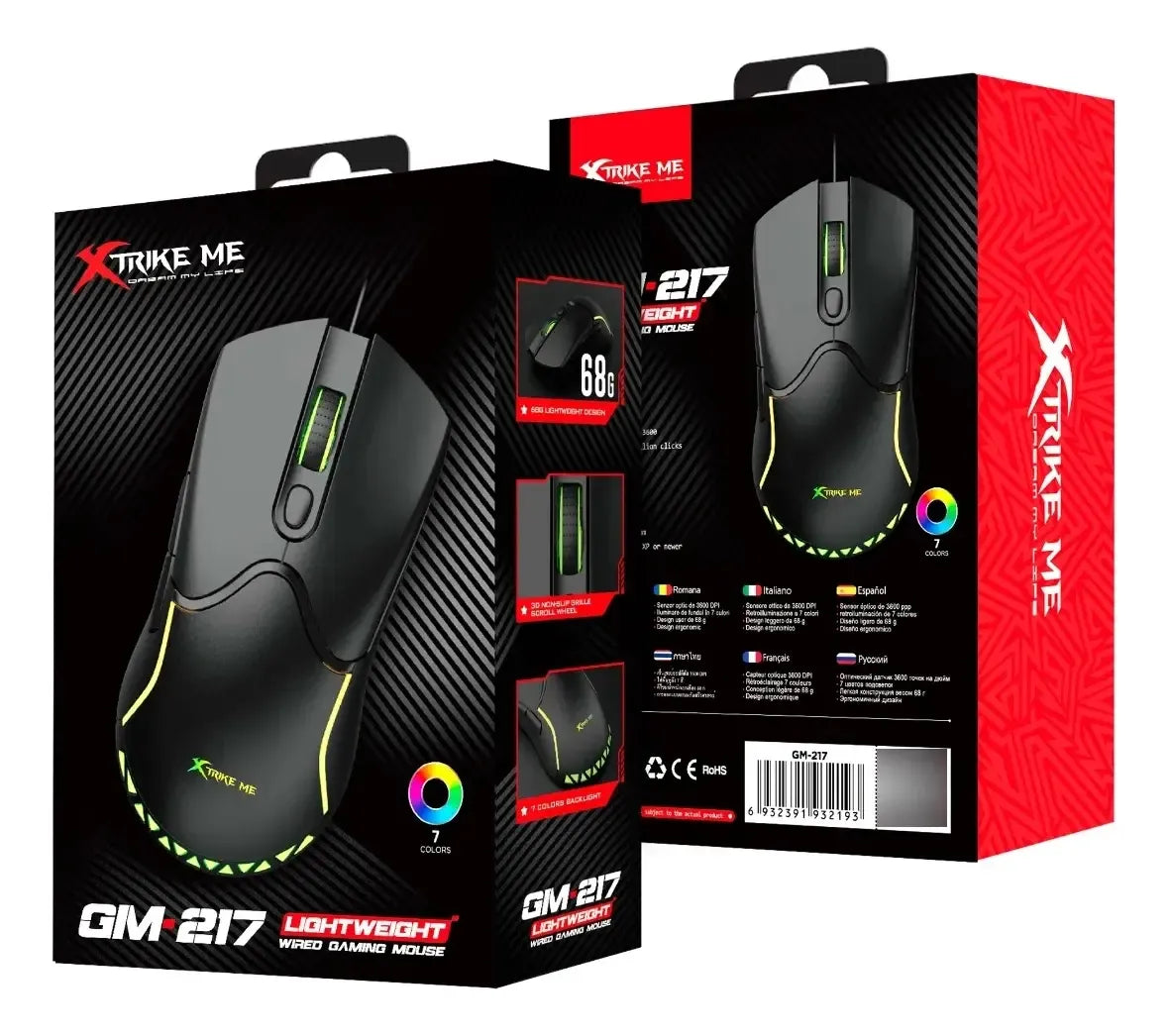 Mouse Gaming Xtrike Me Gm217 Ultra Liviano Retroiluminado