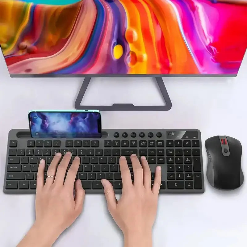 Combo Teclado Y Mouse Inalámbrico Marvo Kc411w Silencioso Negro