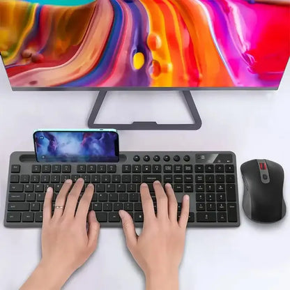 Combo Teclado Y Mouse Inalámbrico Marvo Kc411w Silencioso Negro