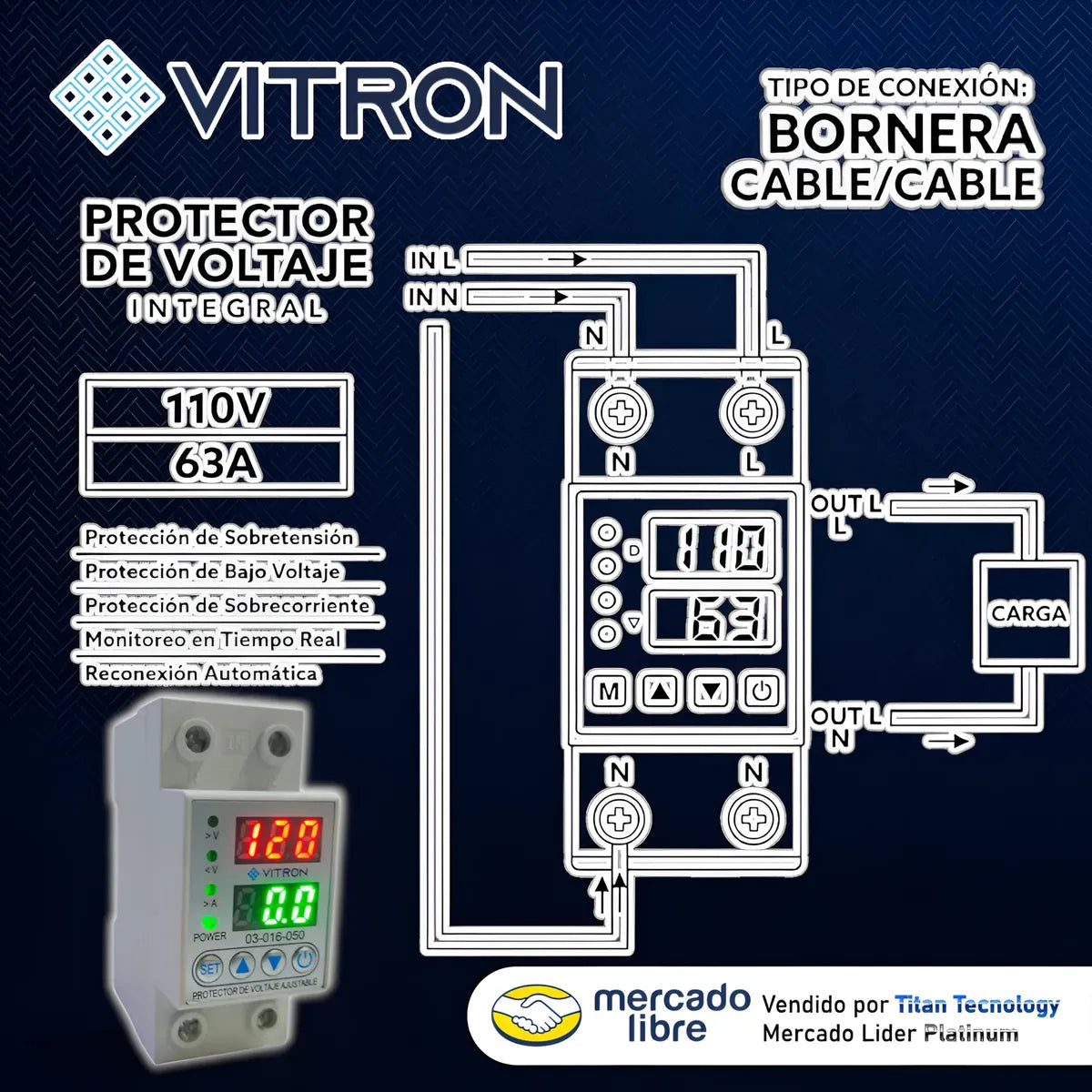 Protector / Supervisor Multi-voltaje Digital 110/220v 63amp
