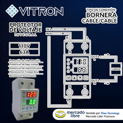 Protector / Supervisor Multi-voltaje Digital 110/220v 63amp