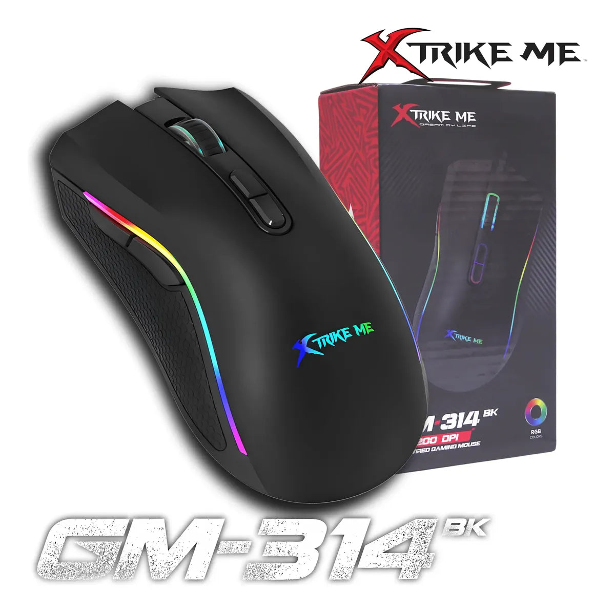 Mouse Xtrike Me Gm-314 7200 Dpi Rgb Gamer Negro