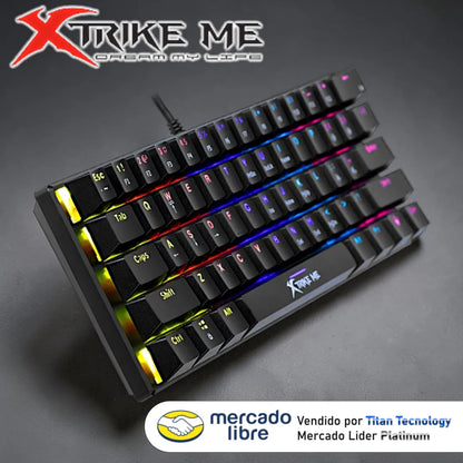 Teclado Mecánico Xtrike Me Gk-916 61 Teclas Swicht Rojo 60% Negro Inglés Internacional