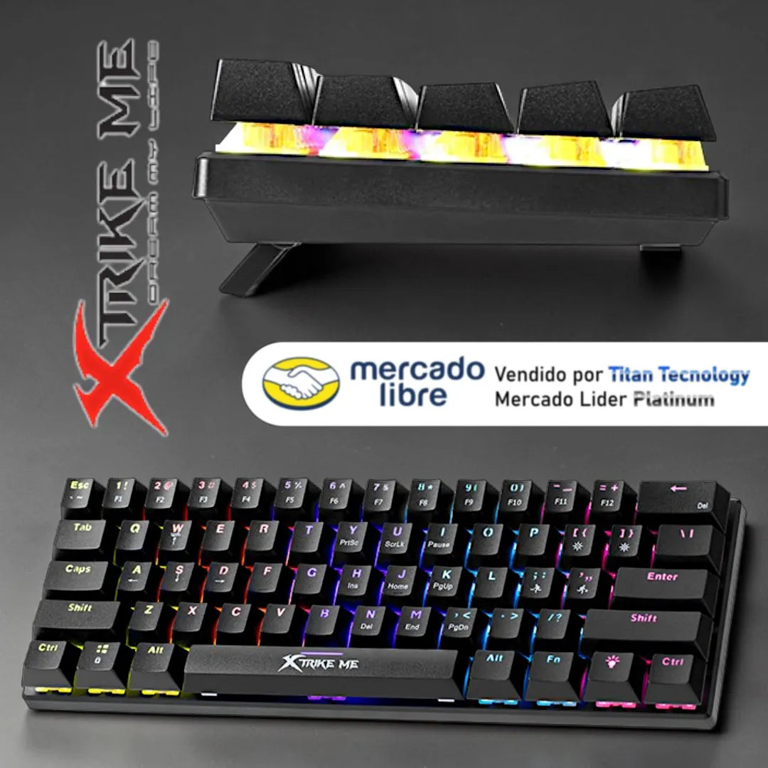 Teclado Mecánico Xtrike Me Gk-916 61 Teclas Swicht Rojo 60% Negro Inglés Internacional