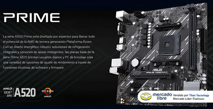 Placa Madre Tarjeta Madre Asus Prime A520m-k M Atx Amd Ryzen Negro