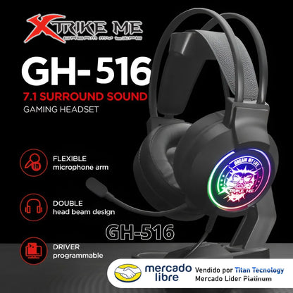 Audifonos Gamer Xtrike Me Gh-516 7.1 Surround Usb Rgb