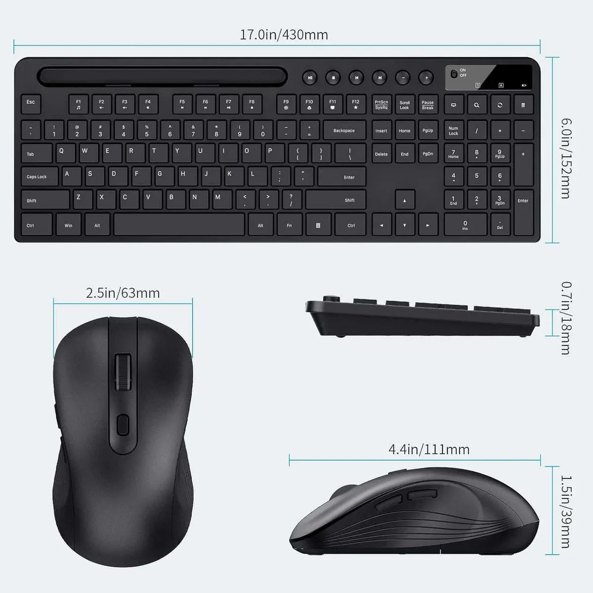 Combo Teclado Y Mouse Inalámbrico Marvo Kc411w Silencioso Negro
