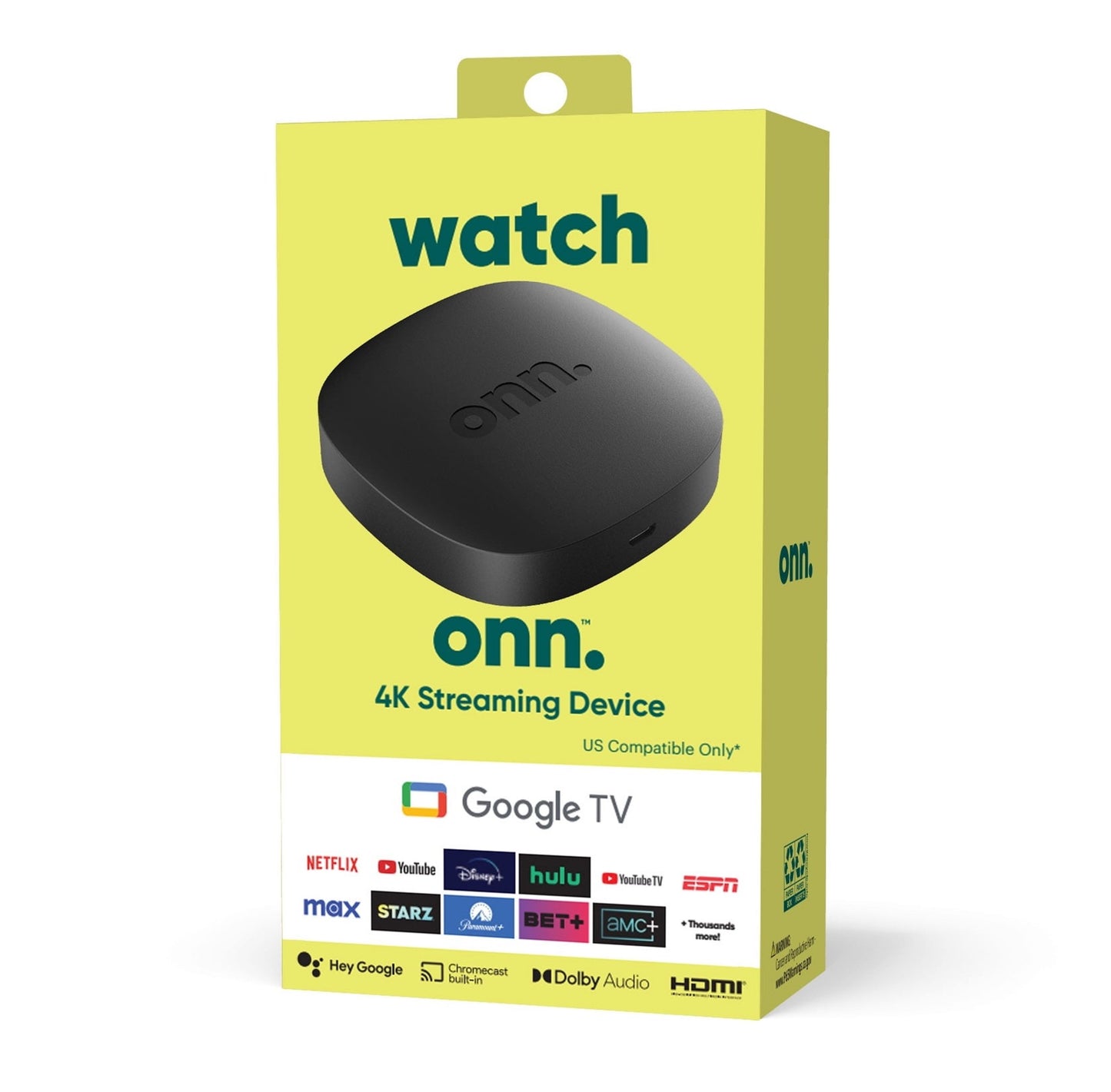 Watch Onn 4K Google Tv Streaming Android Dolby Atmos 2GB Ram / 8GB Rom