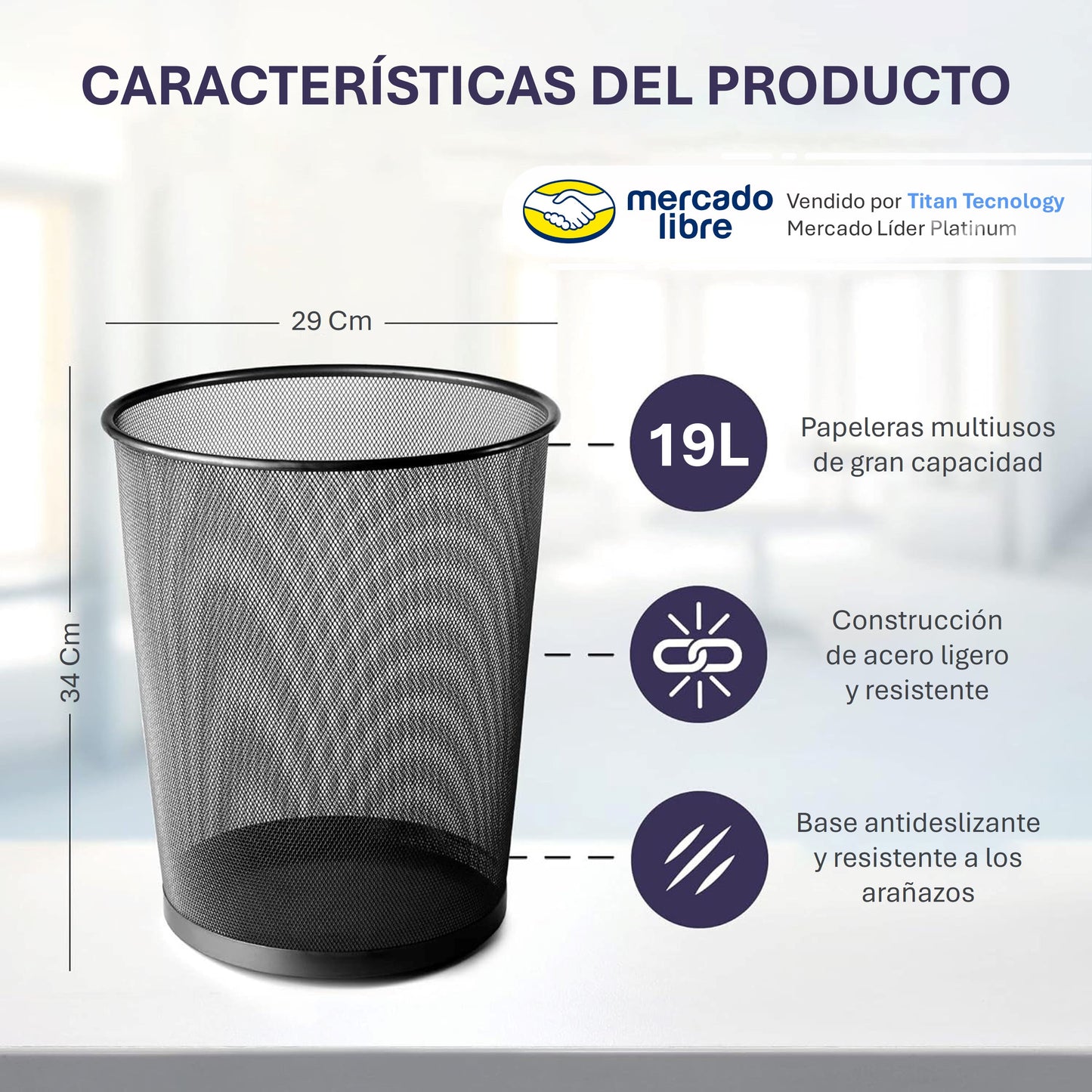 Papelera De Oficina / Ibros de Malla Metálica